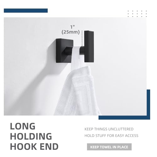 Angle Simple Towel Hook for Bathroom, Stainless Steel Hand Towel Coat Hook for Wall, Matte Black - Image 4