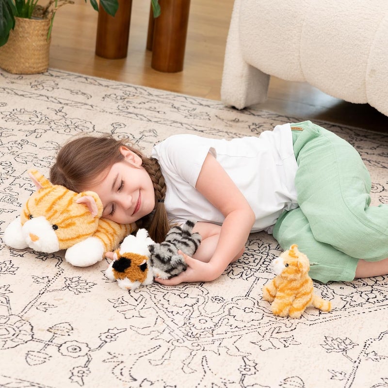 MorisMos Plush Cat 40 cm Mom with 3 Kawaii Kittens Realistic Yellow Cat Plush Toy Gift for Children Girlfriend Valentine's Day Birthday Christmas Decoration - Image 5