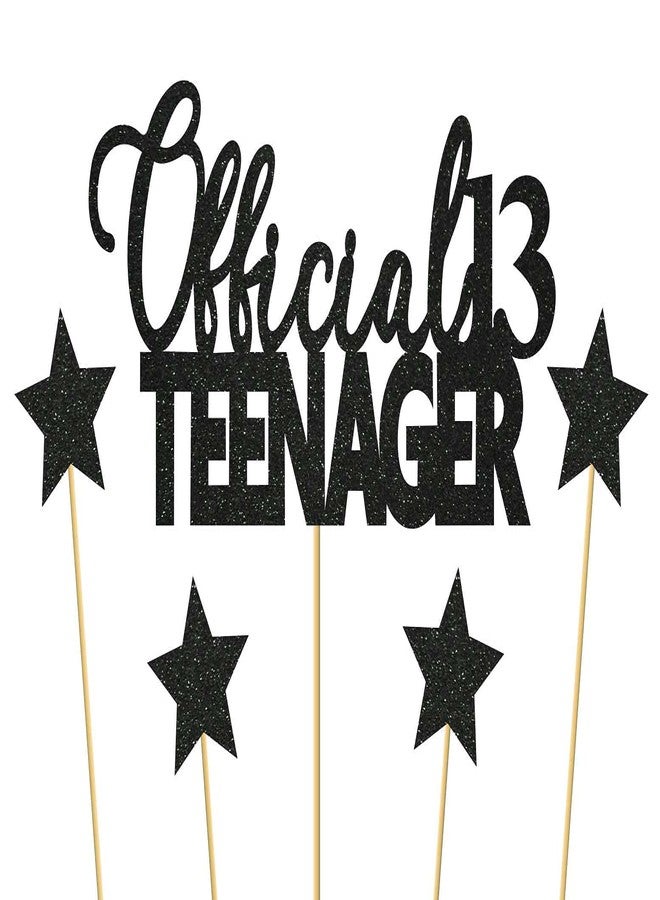 SVM CRAFT® Gray Black 13 Official Teenager Cake Topper, 13th Birthday Cake Topper, Birthday Party Decoration with Premium Black Glitter - Image 1
