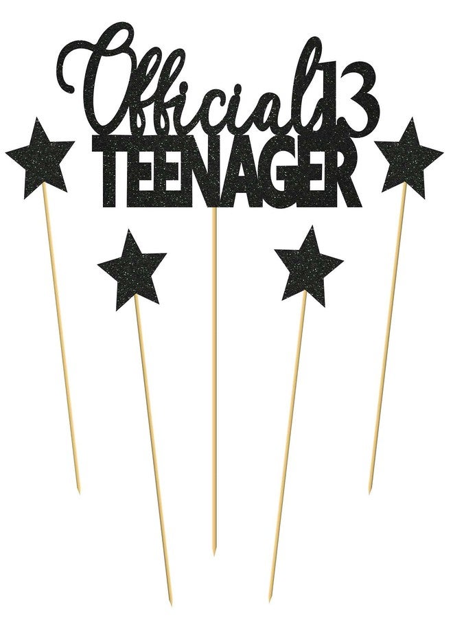 SVM CRAFT® Gray Black 13 Official Teenager Cake Topper, 13th Birthday Cake Topper, Birthday Party Decoration with Premium Black Glitter - Image 2
