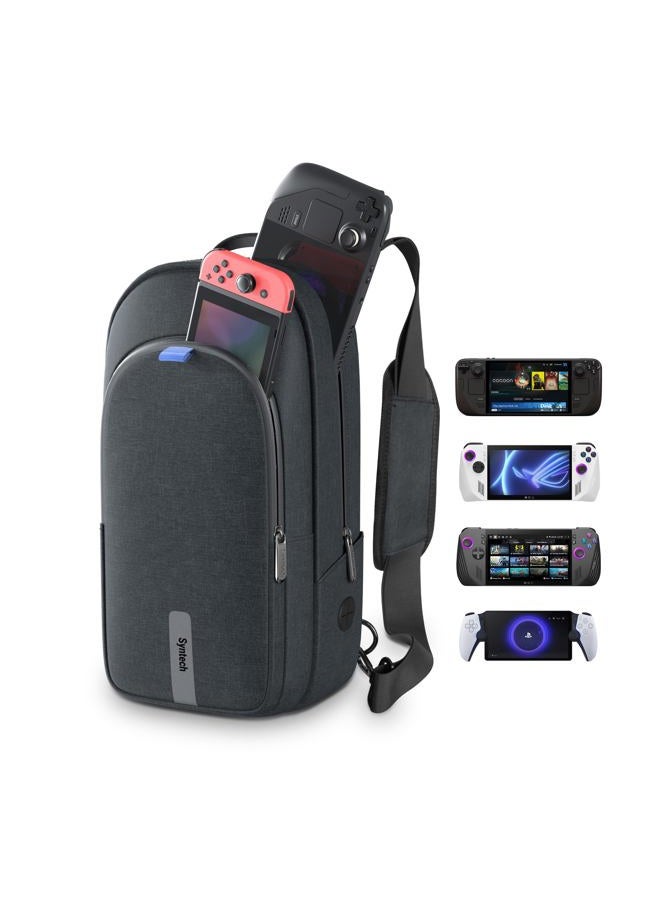 Syntech Carrying Case Compatible with Steam Deck OLED/ROG Ally X/PlayStation Portal, Shoulder Bag for Nintendo Switch/Legion Go Portable Travel Bag for Console and Accessories with, Black - Image 1