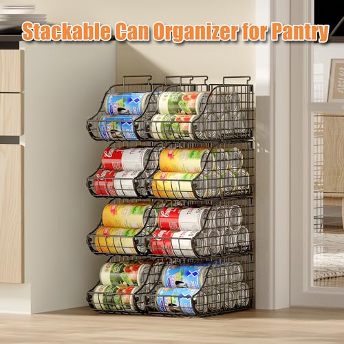 Sonyabecca 8-Pack Can Organizer for Pantry, Stackable Cabinet Food Shelves for Fridge, Wire Cupboard Storage, Holds up to 72 Beers,Small Metal Bin for Drink Beverage Egg Gillas, Rack for Kitchen Countertops RV - Image 5