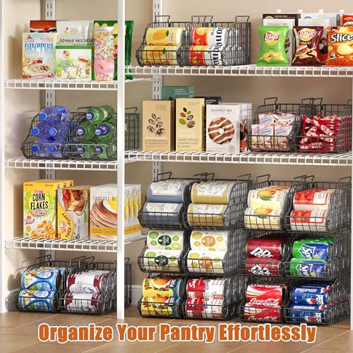 Sonyabecca 8-Pack Can Organizer for Pantry, Stackable Cabinet Food Shelves for Fridge, Wire Cupboard Storage, Holds up to 72 Beers,Small Metal Bin for Drink Beverage Egg Gillas, Rack for Kitchen Countertops RV - Image 3