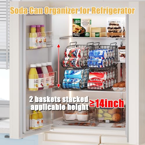 Sonyabecca 8-Pack Can Organizer for Pantry, Stackable Cabinet Food Shelves for Fridge, Wire Cupboard Storage, Holds up to 72 Beers,Small Metal Bin for Drink Beverage Egg Gillas, Rack for Kitchen Countertops RV - Image 4