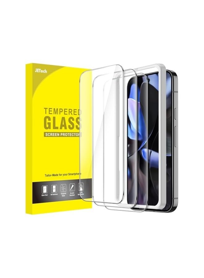 جي تيك واقي شاشة لهاتف Google Pixel 9 / Pixel 9 Pro، طبقة من الزجاج المقوى مع أداة تثبيت سهلة، متوافق مع بصمات الأصابع، شفاف عالي الدقة، 3 عبوات - Image 1