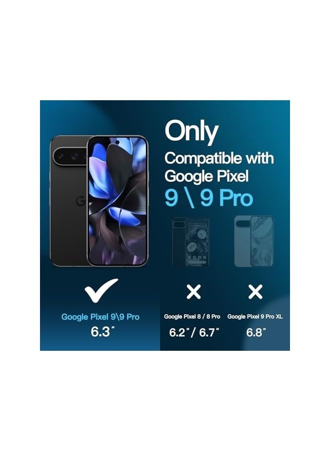 جي تيك واقي شاشة لهاتف Google Pixel 9 / Pixel 9 Pro، طبقة من الزجاج المقوى مع أداة تثبيت سهلة، متوافق مع بصمات الأصابع، شفاف عالي الدقة، 3 عبوات - Image 2
