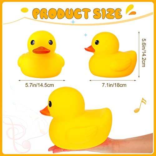 Vinsot 4 Pcs 7 Inches Large Yellow Rubber Ducks Large Bath Squeak Duck Float Bath Toy for Birthday Party Favors Gift Summer Beach Pool Baby Shower Activity Carnival Game Party Decoration - Image 5