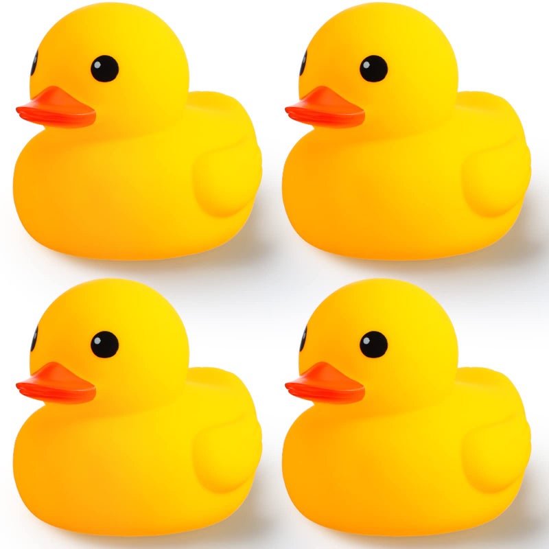 Vinsot 4 Pcs 7 Inches Large Yellow Rubber Ducks Large Bath Squeak Duck Float Bath Toy for Birthday Party Favors Gift Summer Beach Pool Baby Shower Activity Carnival Game Party Decoration - Image 3