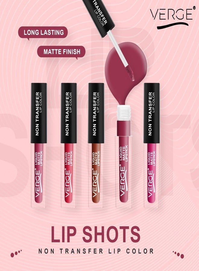 VERGE Lip Shots Non Transfer Waterproof Liquid Lip Color With Long Stay & Matte Finish (Pack Of 4) (Classy Always) - Image 4