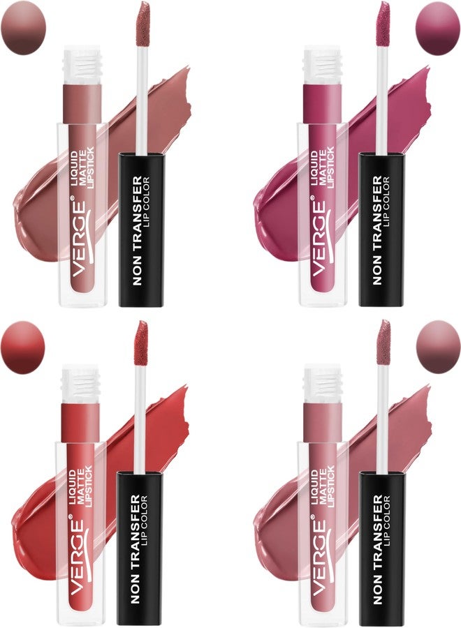VERGE Lip Shots Non Transfer Waterproof Liquid Lip Color With Long Stay & Matte Finish (Pack Of 4) (Classy Always) - Image 5