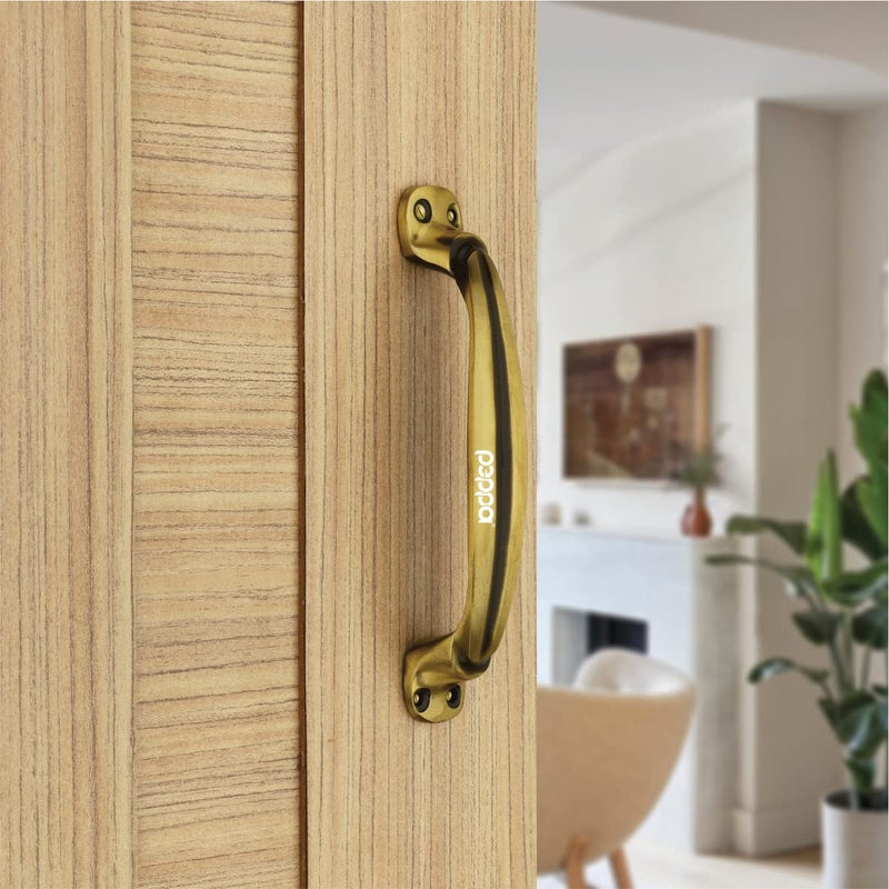 Peppa ™ Antique Brass Finish Door and Window/Cabinet Handle 6 Inches Orbit (Pack of 4) - Image 2