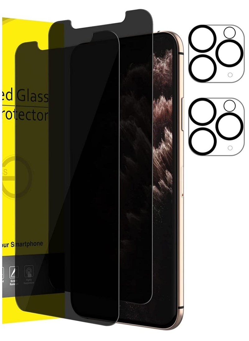 Raxoom (2 Pack) for iPhone 13 Privacy Tempered Glass Screen Protector Anti-Scratch with Back Camera glass Alignment Frame Bubble Free Scratch Resistant - Image 1