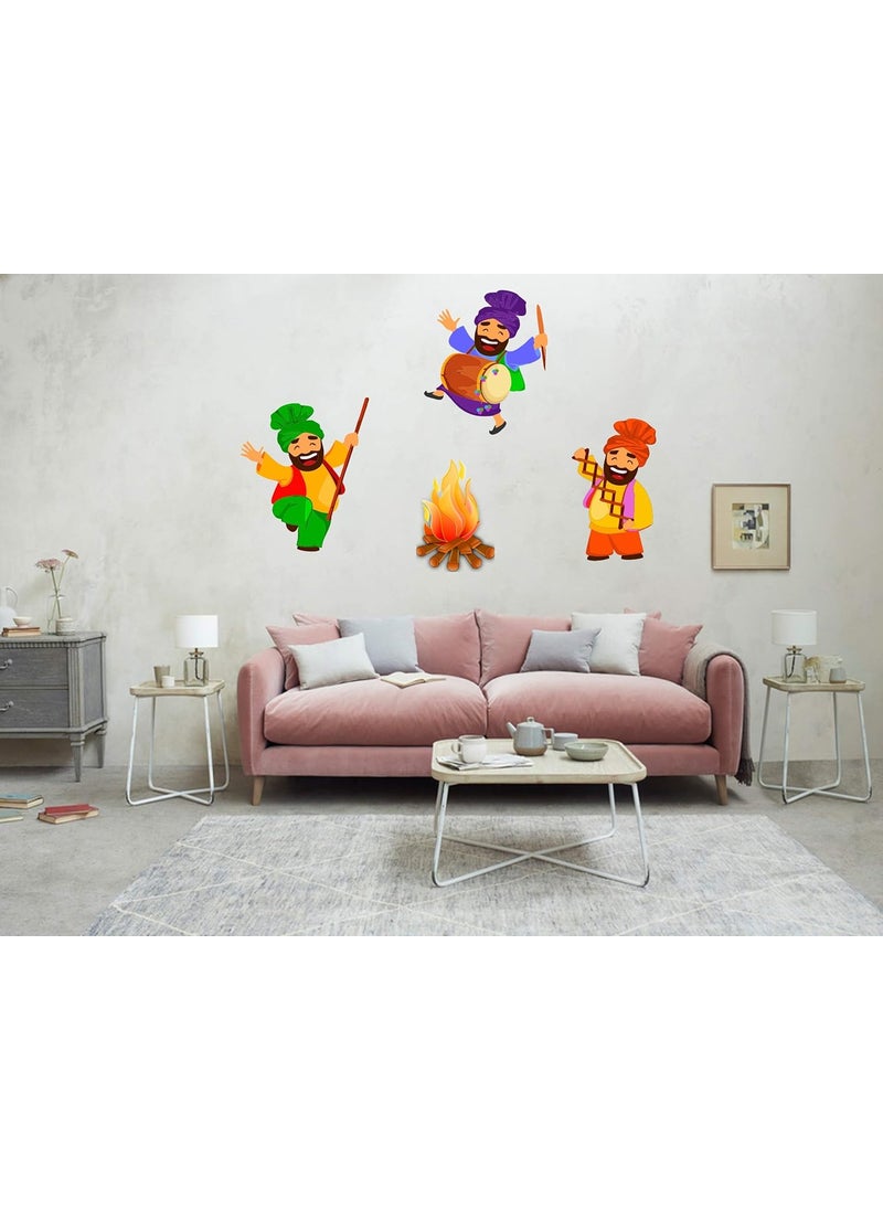 Sai Designs Sai Designs Lohri Dance Special Wall Sticker PVC Vinyl 77 X 114  - Image 1
