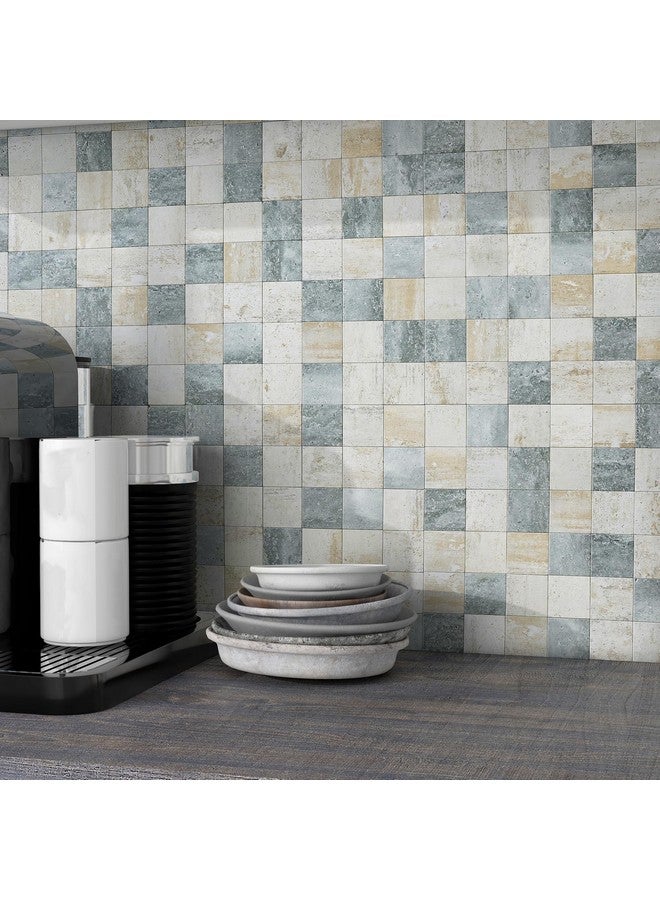 Benice BeNice Peel and Stick Backsplash Tiles for Kitchen,Adhesive Backsplash Shower Tile Peel and Stick Tiles for Bathroom Wall Stickers 12"x12" (Blue Rustic,10Sheets)  - Image 1