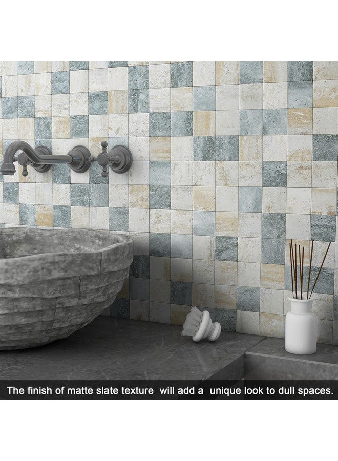 Benice BeNice Peel and Stick Backsplash Tiles for Kitchen,Adhesive Backsplash Shower Tile Peel and Stick Tiles for Bathroom Wall Stickers 12"x12" (Blue Rustic,10Sheets)  - Image 3