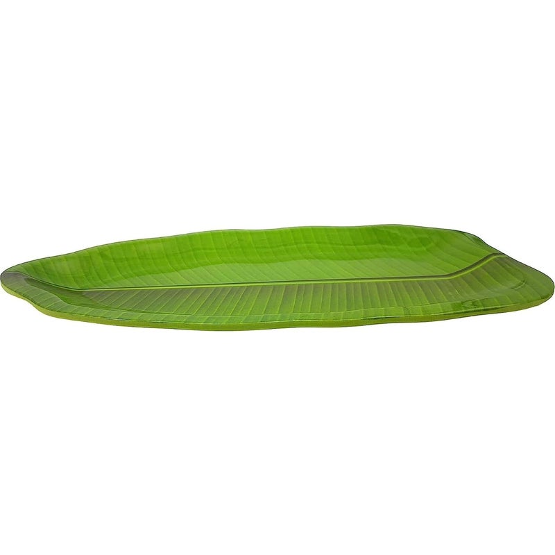 LASERBOT SIZE19 X 12 CM Banana Leaf South Indian Round Dinner Lunch Serving Melamine Platter Plate for All Occasions Pack of 3 - Image 4