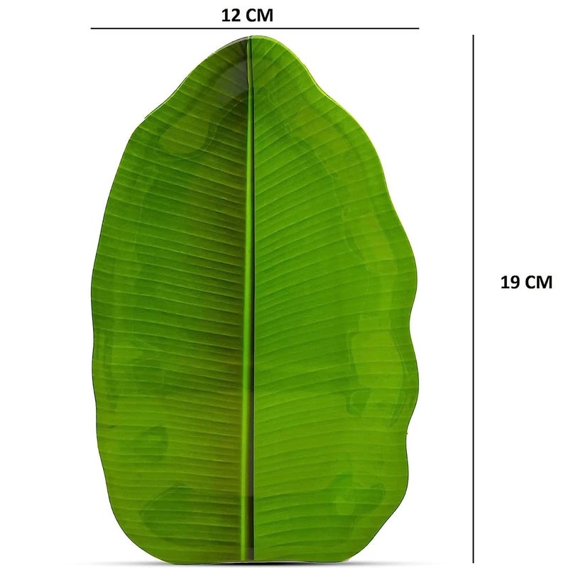 LASERBOT SIZE19 X 12 CM Banana Leaf South Indian Round Dinner Lunch Serving Melamine Platter Plate for All Occasions Pack of 3 - Image 3