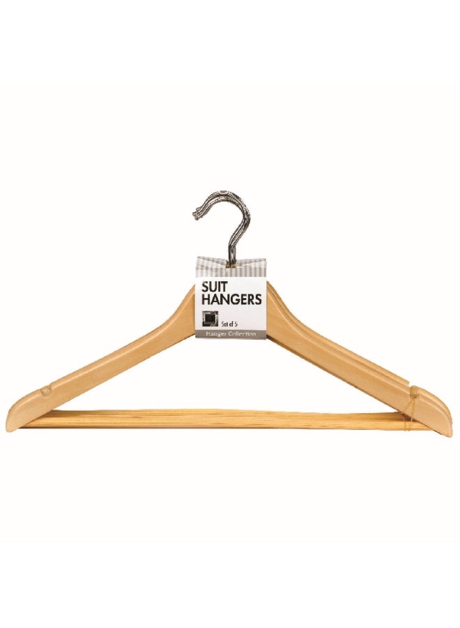 Whitmor 5-Piece Durable and Sturdy Natural Wood Suit Hanger Set Brown 9.5 x 17.3 x 1 inch 6026-340 - Image 3