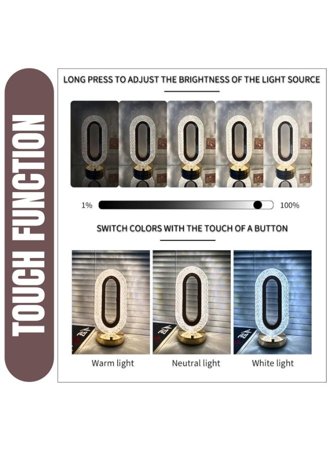 Raxoom LED Oval Shaped Crystal Table Decorative Night Light Lamp with Touch Sensor 3 Adjustable Color Shades Indoor Lighting for Home, Office, Bedroom, Living Room, Gift - Image 3