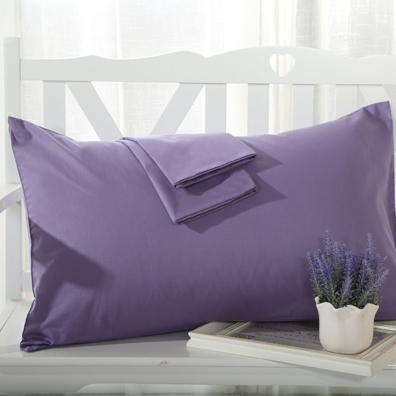 Cotton Pillowcase Simple Solid Color Single Smoky purple