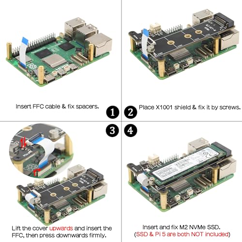 Geekworm X1001 PCIe to M.2 HAT Key-M NVMe SSD PIP PCIe Peripheral Board for Raspberry Pi 5 Support M.2 2230/2242/2260/2280 SSD - Image 5