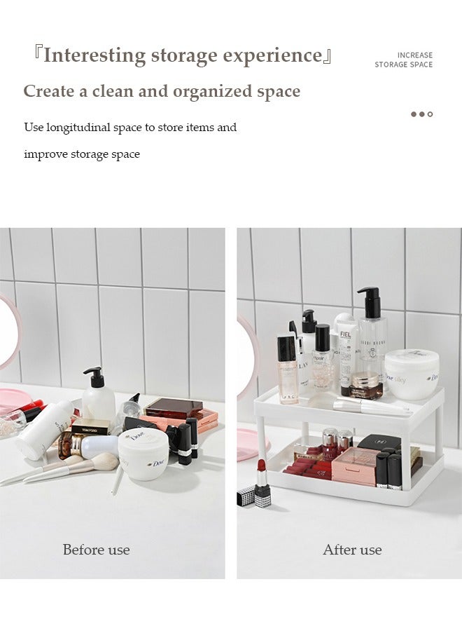 DUNISO Double-Layer Makeup Countertop Storage Shelf Waterproof Cosmetic Storage Holder Dressing Desktop Vanity Storage Rack for Bedroom Bathroom - Image 4