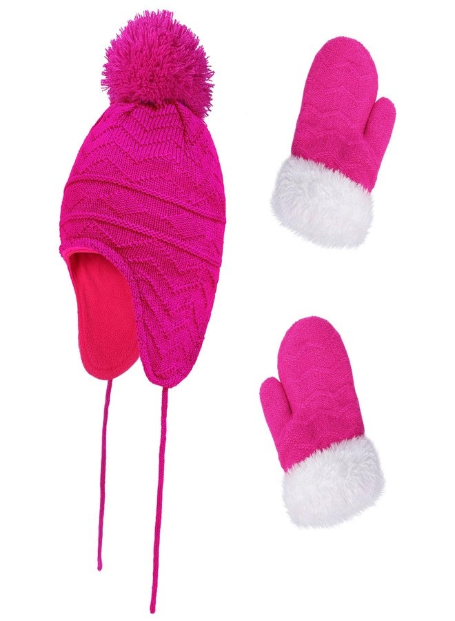 Pop Your Dream Kids Winter Beanie Hat Mittens Set Warm Fleece Hat Baby Toddler Knitted Hat & Gloves for Boys, Girls - Image 1