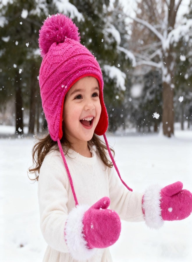 Pop Your Dream Kids Winter Beanie Hat Mittens Set Warm Fleece Hat Baby Toddler Knitted Hat & Gloves for Boys, Girls - Image 4