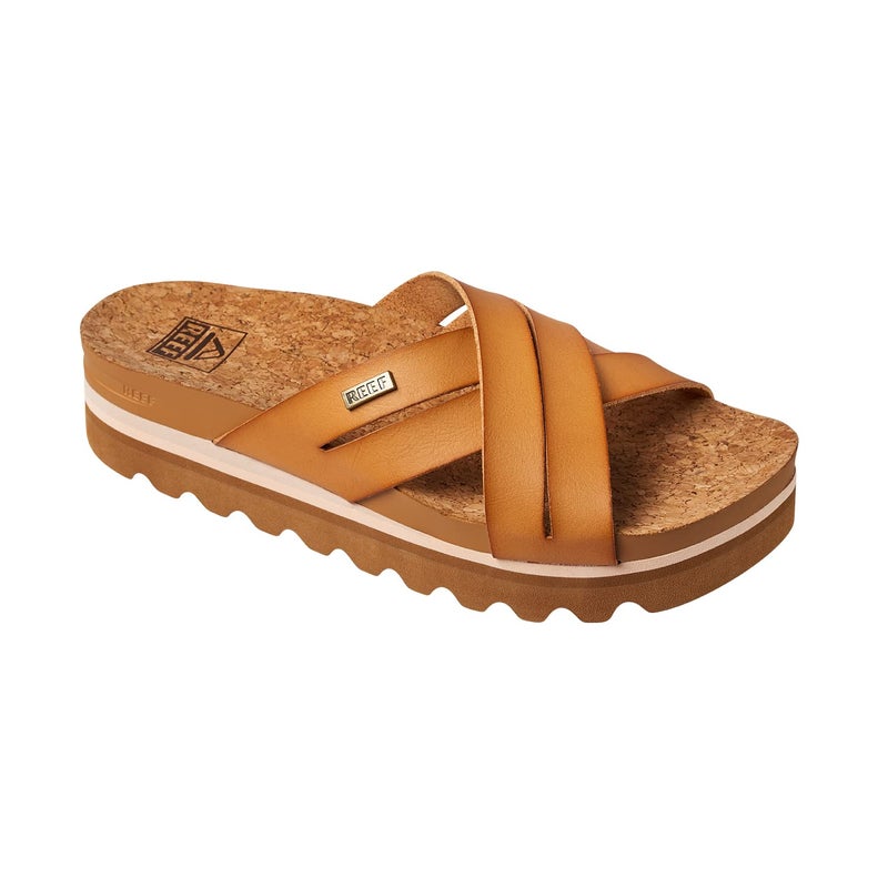 REEF Cushion Bloom Hi Womens Platform Fashion Sandal, Vegan Leather X Strap, Arch Support and Heel Cupping, Natural, 8.5 - Image 1