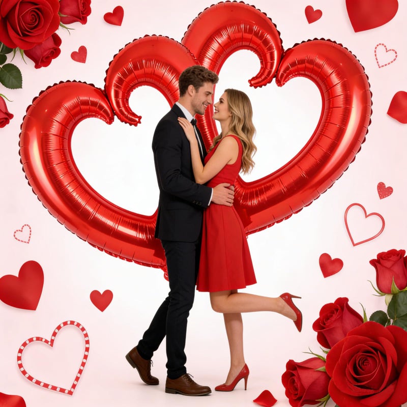 Soochat 43inch Heart Balloons, Romantic Large Red Heart foil Balloons for Valentine's Day Wedding Party Decorations 2Pcs - Image 2