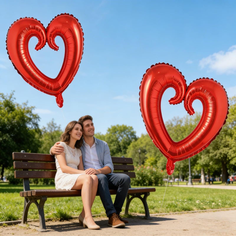 Soochat 43inch Heart Balloons, Romantic Large Red Heart foil Balloons for Valentine's Day Wedding Party Decorations 2Pcs - Image 3