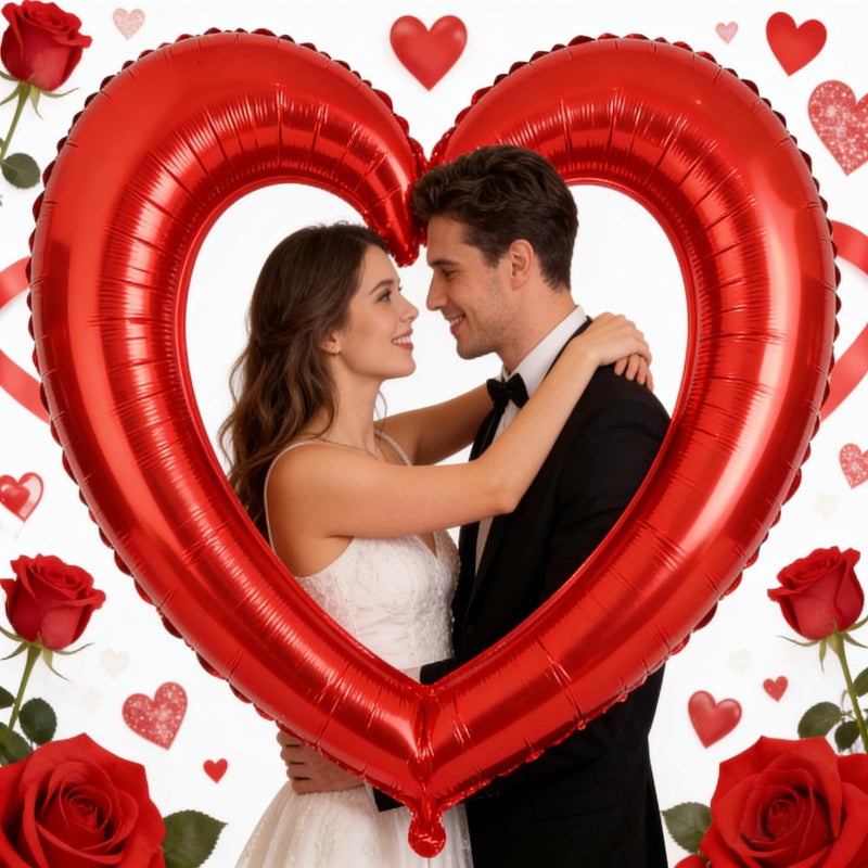 Soochat 43inch Heart Balloons, Romantic Large Red Heart foil Balloons for Valentine's Day Wedding Party Decorations 2Pcs - Image 5