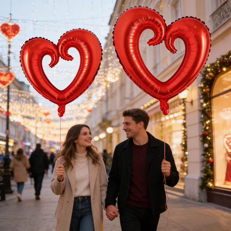Soochat 43inch Heart Balloons, Romantic Large Red Heart foil Balloons for Valentine's Day Wedding Party Decorations 2Pcs - Image 4