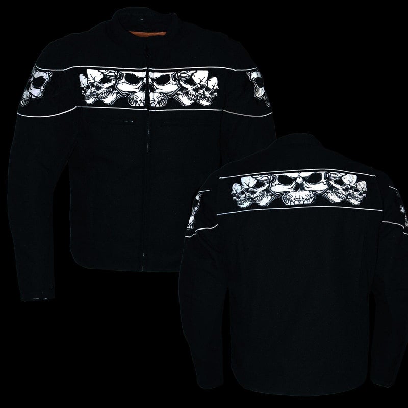 Milwaukee Leather MPM1730 Men's Black Padded Textile All Season Motorcycle Jacket w/Reflective Skulls Artwork - X-Large - Image 3