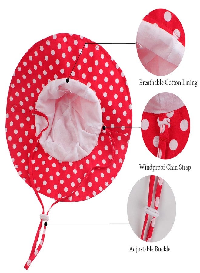 Zsedrut Baby Girls Sun Protective Hat Wide Brim Summer Bucket Cap Girls Sun Cap 1-4Years Old (1-2Years, Red) - Image 4