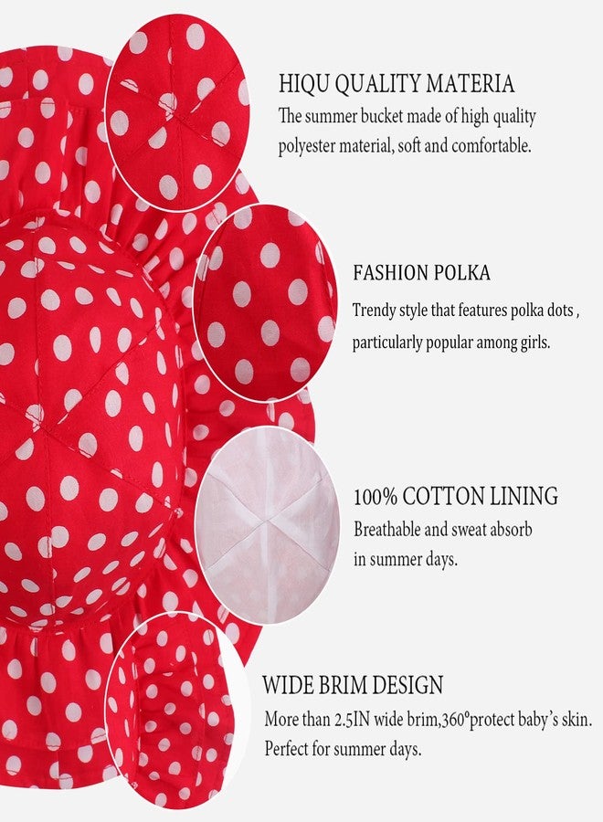 Zsedrut Baby Girls Sun Protective Hat Wide Brim Summer Bucket Cap Girls Sun Cap 1-4Years Old (1-2Years, Red) - Image 3