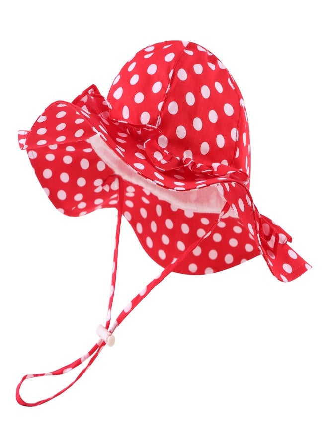 Zsedrut Baby Girls Sun Protective Hat Wide Brim Summer Bucket Cap Girls Sun Cap 1-4Years Old (1-2Years, Red) - Image 1