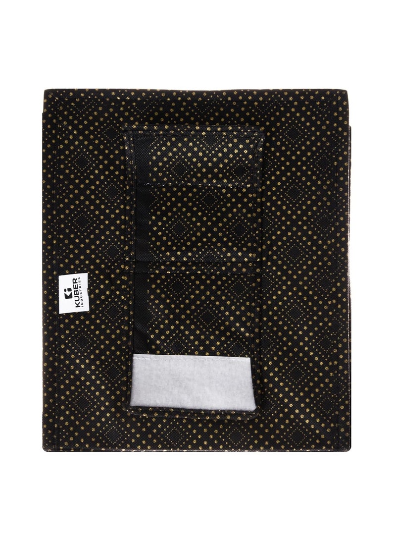 Kuber Industries Kuber Industries 4 Shelf Foldable Storage Rack | Clothes Hanging Organizer | Shoe Storage Organizer | Closet Organizer with Velcro | Shoe Rack with Golden-Dot | Pack of 3 | Black  - Image 5
