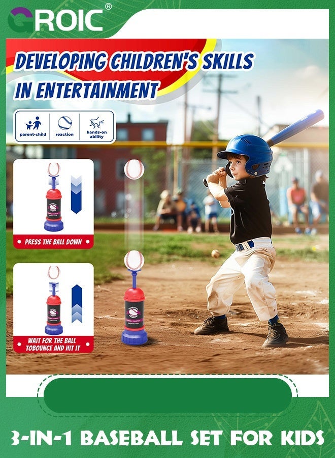 GROIC Baseball Set for Kids, 3-in-1 Tee Ball Toddlers Includes Batting Stand, Launcher, Hanging and 6 Softballs, Kids Sport Toys Outdoor/Indoor Gift Boys Girls - Image 5