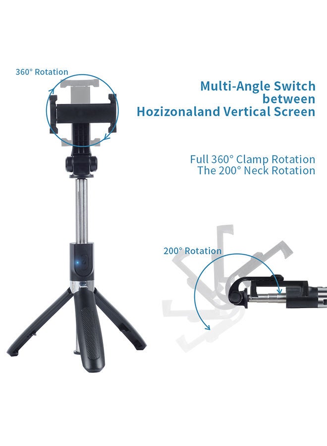 NIBEMINENT Extendable Selfie Stick Tripod With Bluetooth Remote Controller Black/Silver - Image 3