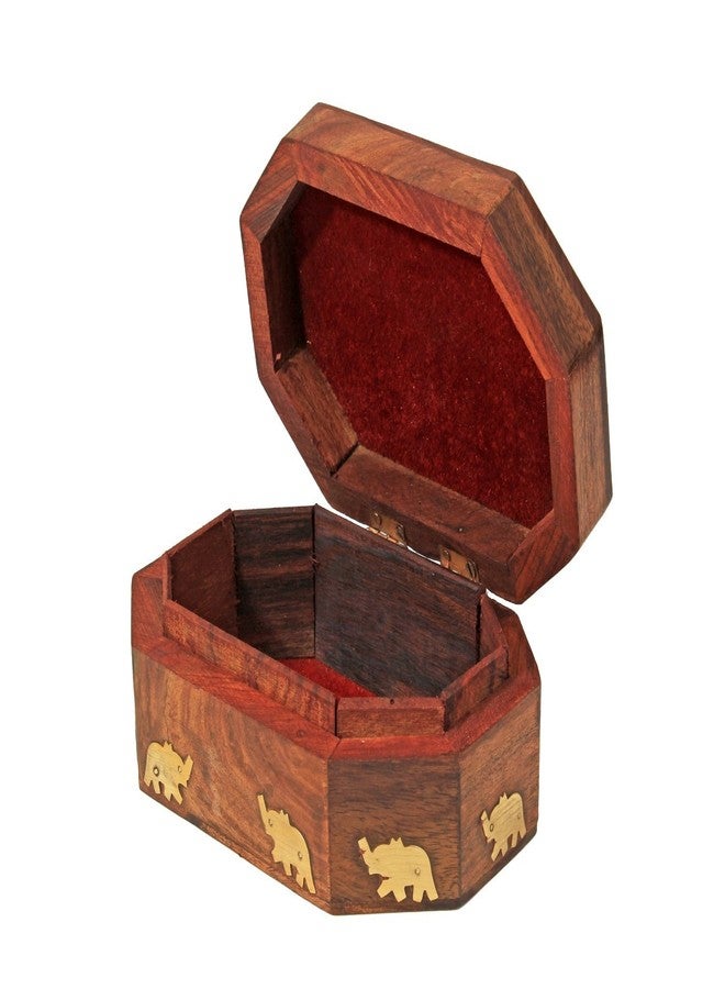ات او اس 365 صندوق مجوهرات خشبي مصنوع يدويًا من ITOS365 للنساء، منظم مجوهرات، تعليقة على شكل فيل، 6 بوصات - Image 2