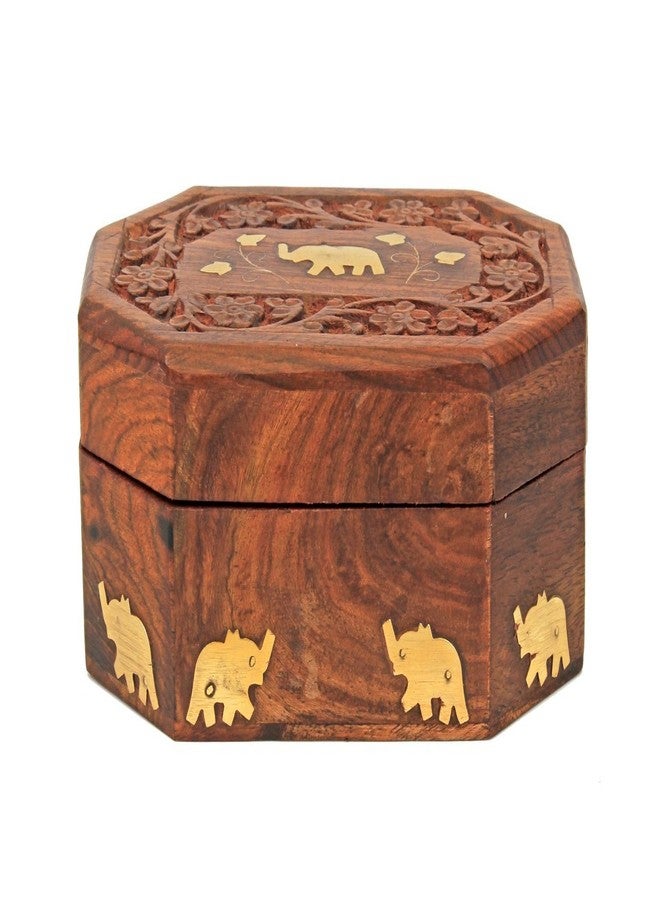 ات او اس 365 صندوق مجوهرات خشبي مصنوع يدويًا من ITOS365 للنساء، منظم مجوهرات، تعليقة على شكل فيل، 6 بوصات - Image 3