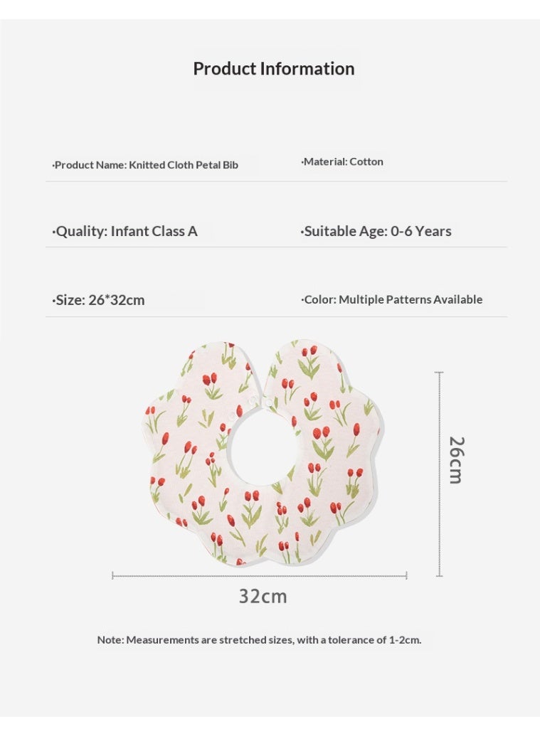 Baby Petal-Shaped Bib Reversible Design Cotton Baby Bibs Feeding Bib Tulip Print Bib - Image 4
