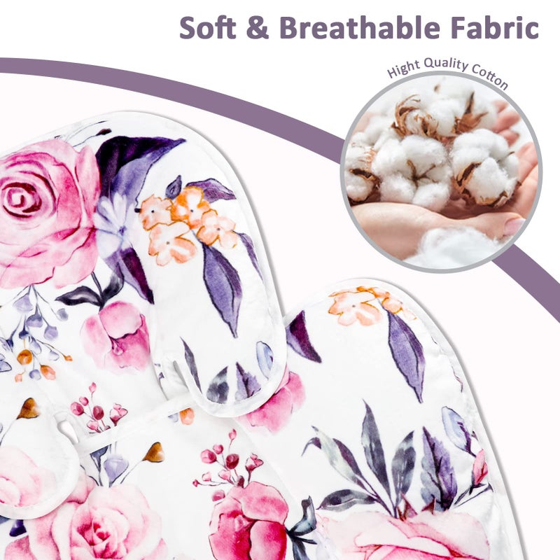 Pea Pod Baby Car Seat Head Support for Newborn, 2 in 1 Infant Car Seat Head Body Support for Girls Extra Soft Breathable Baby Car Seat Cushion Insert for Strollers, Swings, and Bouncers, Pink Floral - Image 2