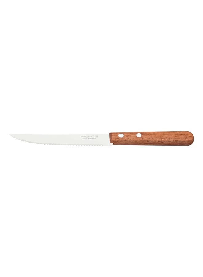 TRAMONTINA TRAMONTINA 10 Inch DYNAMIC Knife,Steak & Fruit Knife, Precision Stainless Steel Blade with Ergonomic Brown Wooden Handle, Ideal for Slicing and Cutting Meats, Fruits, and Vegetables, 1 Piece 