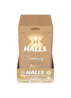 Halls HALLS Throat Soothing Honey Vanilla Cough Drops, 12 Bags of 30 Drops (360 Total Drops) 