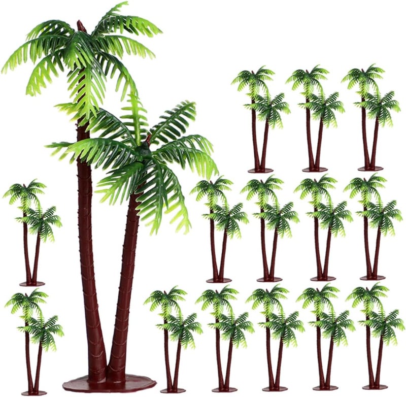 Sturdy Plastic Coconuts Trees for Fish Tank 40pcs Mini Artificial Coconut Tree Model Natural Look - Image 1
