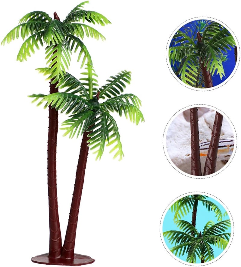 Sturdy Plastic Coconuts Trees for Fish Tank 40pcs Mini Artificial Coconut Tree Model Natural Look - Image 2
