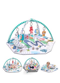 Hanayo 4-in-1 Baby Play Gym Mat, Tummy Time Mat Baby Activity Gym with 8 Detachable Toys for Newborn Stage-Based Sensory and Motor Skill Development, Baby Play Mats for Ball Pit, Pet Cushion  - Image 1