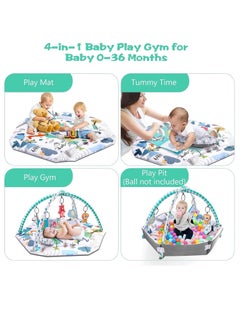Hanayo 4-in-1 Baby Play Gym Mat, Tummy Time Mat Baby Activity Gym with 8 Detachable Toys for Newborn Stage-Based Sensory and Motor Skill Development, Baby Play Mats for Ball Pit, Pet Cushion  - Image 3